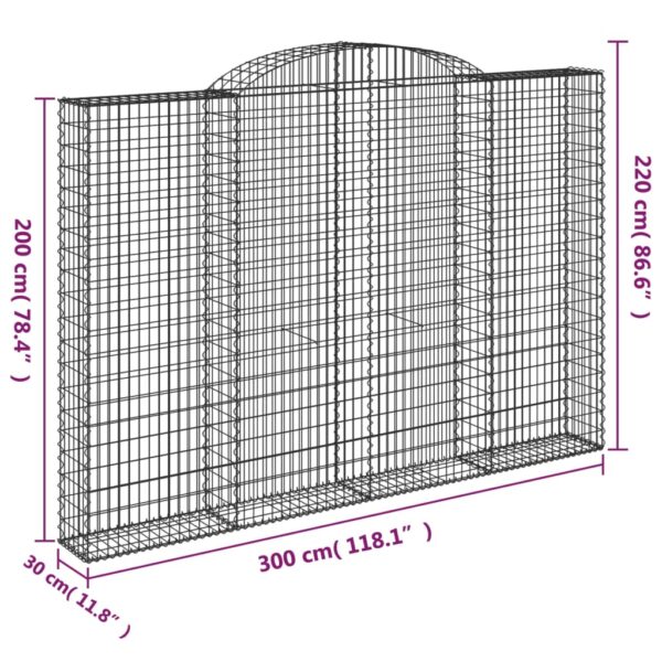 Gabioner bågformade 2 st 300x30x200/220 cm galvaniserat järn - Bild 6