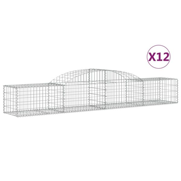 Gabion bågformad 12 st 300x50x40/60 cm galvaniserat järn - Bild 2