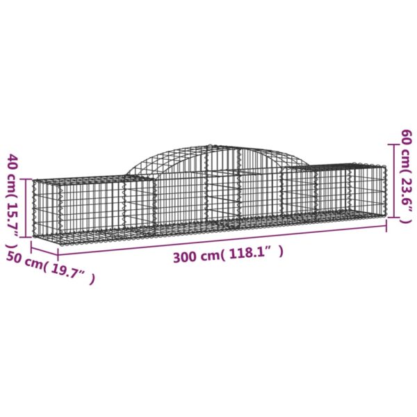 Gabion bågformad 12 st 300x50x40/60 cm galvaniserat järn - Bild 6