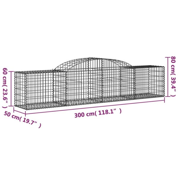 Gabioner bågformade 3 st 300x50x60/80 cm galvaniserat järn - Bild 6