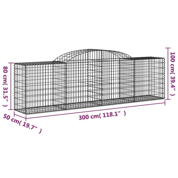 Gabioner bågformade 7 st 300x50x80/100 cm galvaniserat järn - Bild 6