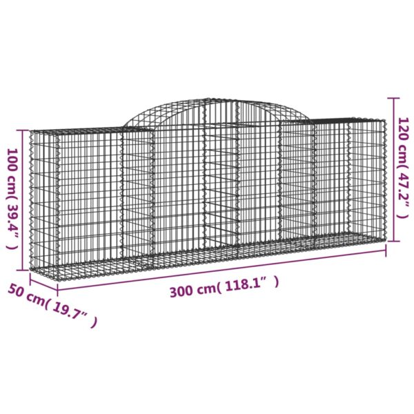 Gabioner bågformade 3 st 300x50x100/120 cm galvaniserat järn - Bild 6