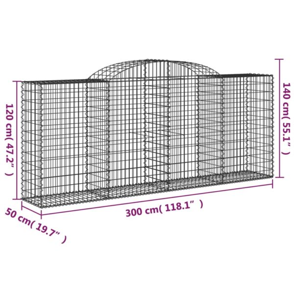 Gabioner bågformade 2 st 300x50x120/140 cm galvaniserat järn - Bild 6