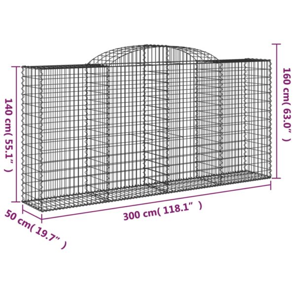 Gabioner bågformade 2 st 300x50x140/160 cm galvaniserat järn - Bild 6