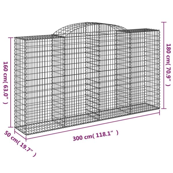 Gabioner bågformade 3 st 300x50x160/180 cm galvaniserat järn - Bild 6