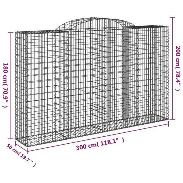 Gabioner bågformade 2 st 300x50x180/200 cm galvaniserat järn - Bild 6