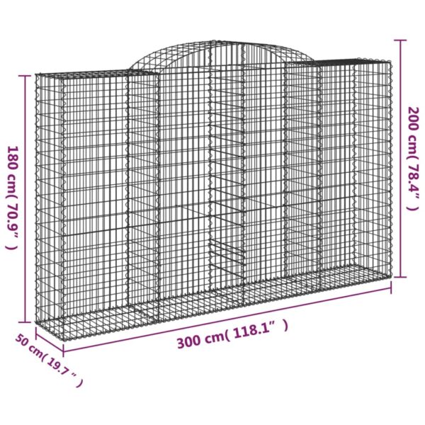 Gabioner bågformade 13 st 300x50x180/200 cm galvaniserat järn - Bild 6