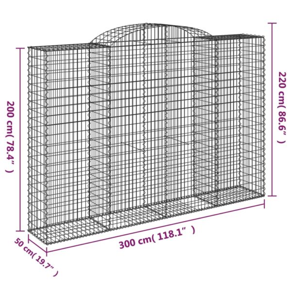 Gabioner bågformade 3 st 300x50x200/220 cm galvaniserat järn - Bild 6