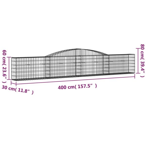 Gabioner bågformade 2 st 400x30x60/80 cm galvaniserat järn - Bild 6