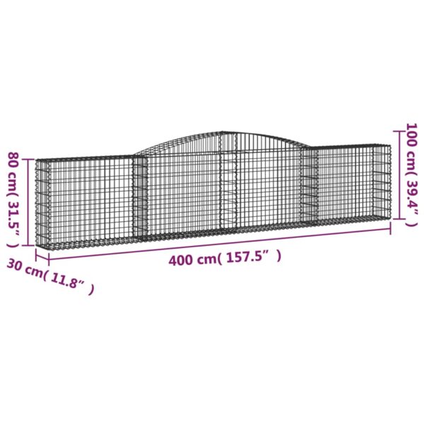 Gabioner bågformade 3 st 400x30x80/100 cm galvaniserat järn - Bild 6