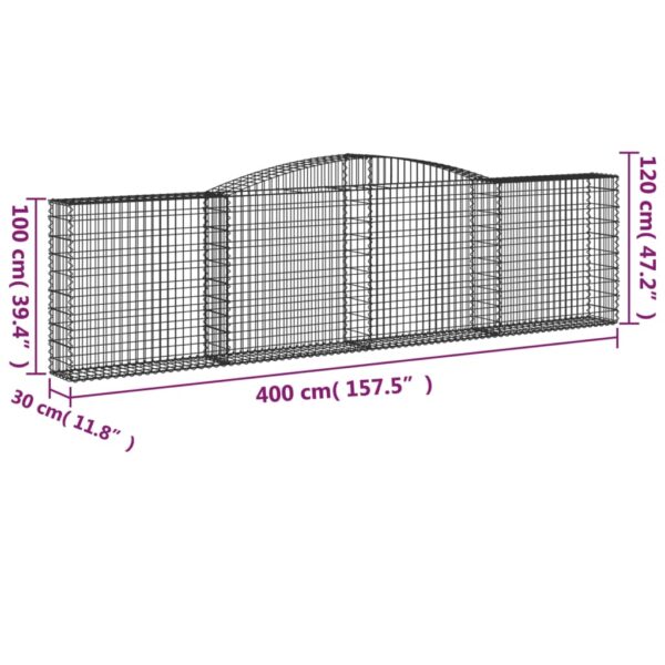 Gabioner bågformade 3 st 400x30x100/120 cm galvaniserat järn - Bild 6