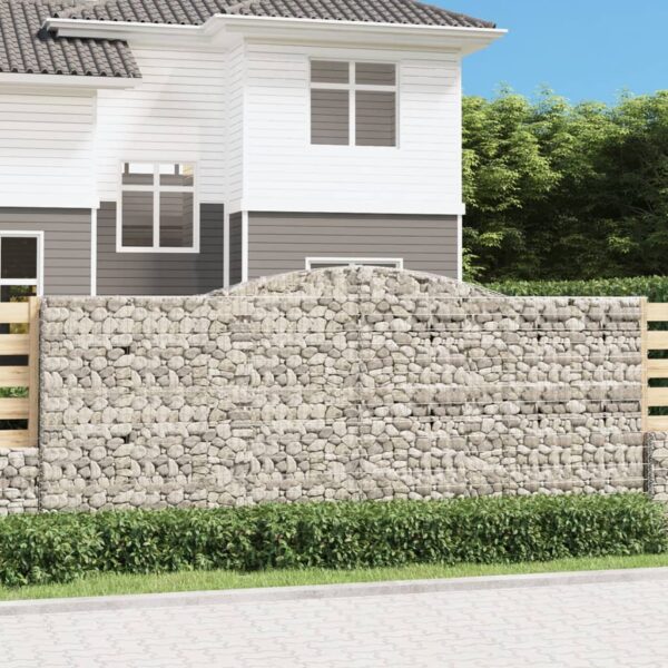 Gabion bågformad 2 st 400x30x160/180 cm galvaniserat järn