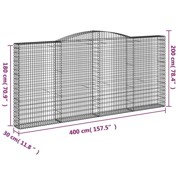 Gabioner bågformade 8 st 400x30x180/200 cm galvaniserat järn - Bild 6