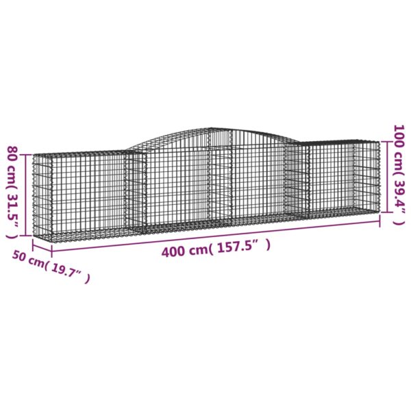 Gabioner bågformade 2 st 400x50x80/100 cm galvaniserat järn - Bild 6