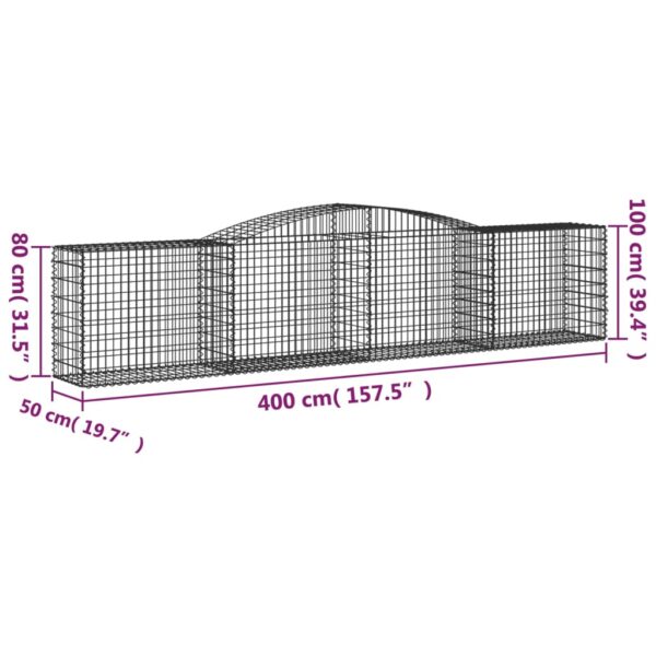 Gabioner bågformade 20 st 400x50x80/100 cm galvaniserat järn - Bild 6