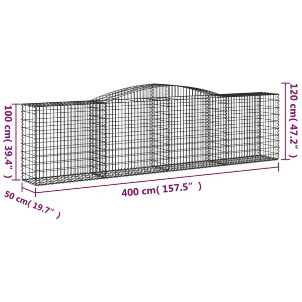 Gabioner bågformade 4 st 400x50x100/120 cm galvaniserat järn - Bild 6