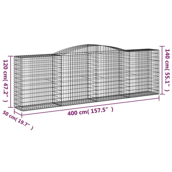 Gabioner bågformade 2 st 400x50x120/140 cm galvaniserat järn - Bild 6