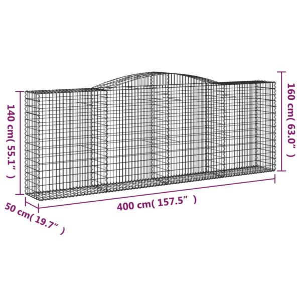 Gabioner bågformade 25 st 400x50x140/160 cm galvaniserat järn - Bild 6