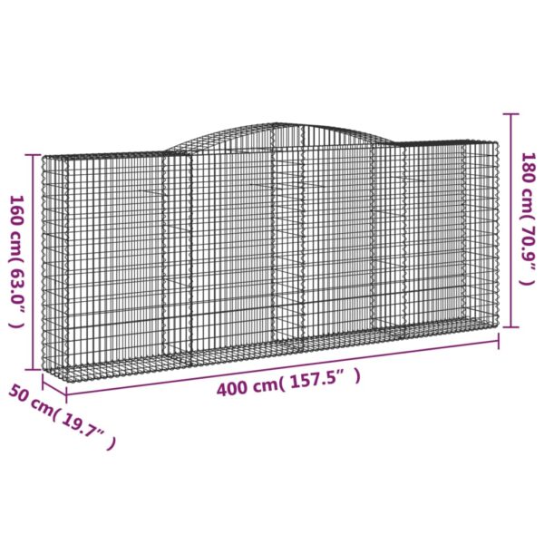 Gabion bågformad 5 st 400x50x160/180 cm galvaniserat järn - Bild 6