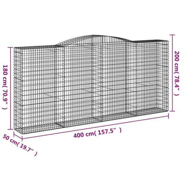 Gabioner bågformade 5 st 400x50x180/200 cm galvaniserat järn - Bild 6