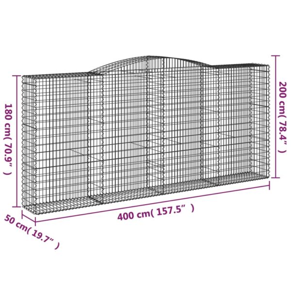 Gabioner bågformade 7 st 400x50x180/200 cm galvaniserat järn - Bild 6