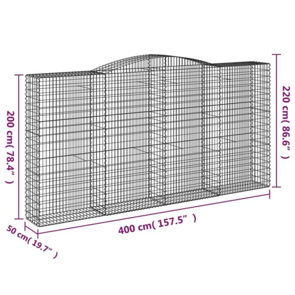 Gabioner bågformade 5 st 400x50x200/220 cm galvaniserat järn - Bild 6