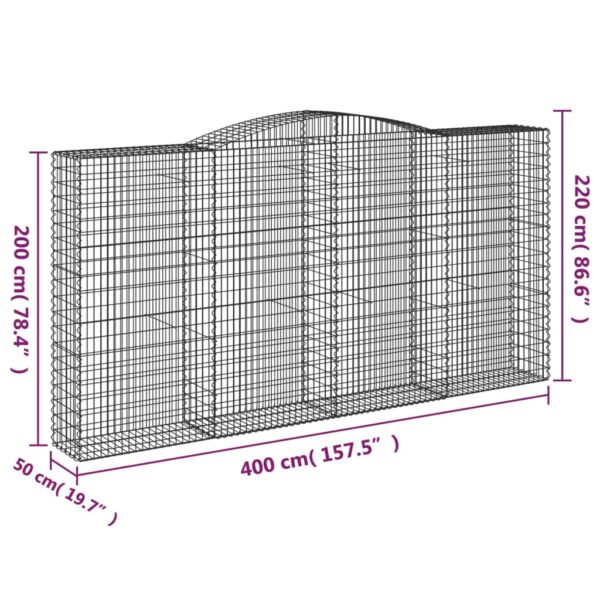 Gabioner bågformade 20 st 400x50x200/220 cm galvaniserat järn - Bild 6