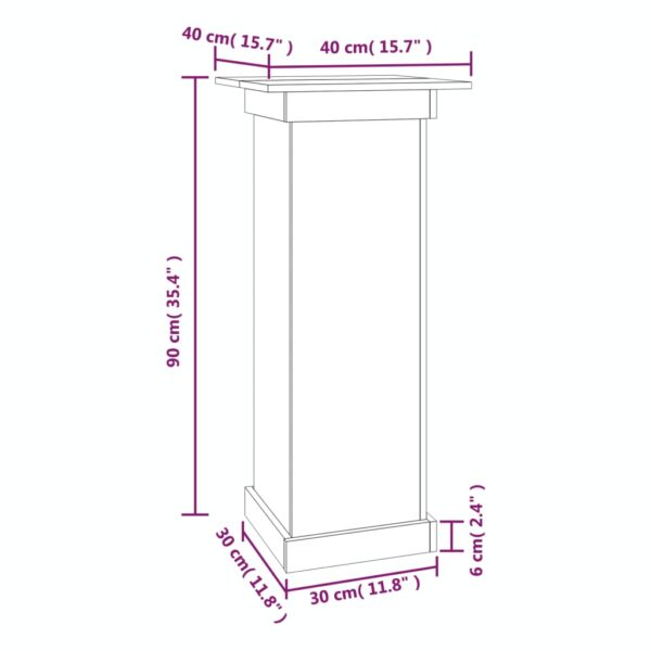 Växtställ vit 40x40x90 cm massiv furu - Bild 8