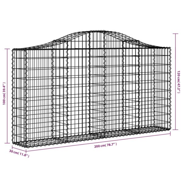 Gabion bågformad 200x30x100/120 cm galvaniserat järn - Bild 5