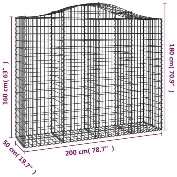 Gabion bågformad 200x50x160/180 cm galvaniserat järn - Bild 5