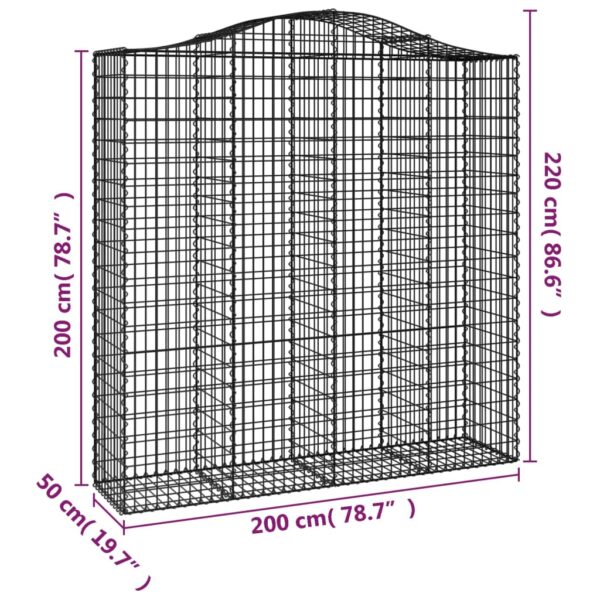 Gabion bågformad 200x50x200/220 cm galvaniserat järn - Bild 5