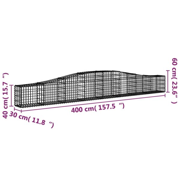 Gabion bågformad 400x30x40/60 cm galvaniserat järn - Bild 5