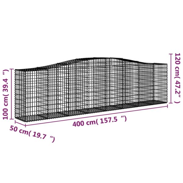 Gabion bågformad 400x50x100/120 cm galvaniserat järn - Bild 5