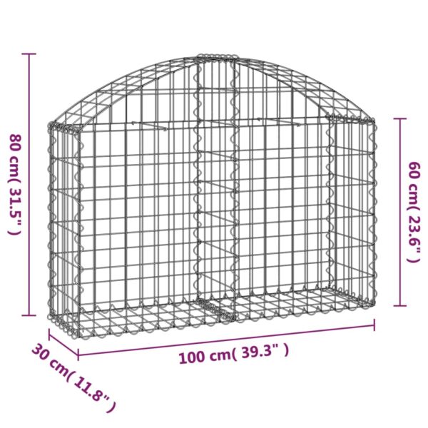 Gabion bågformad 100x30x60/80 cm galvaniserat järn - Bild 5