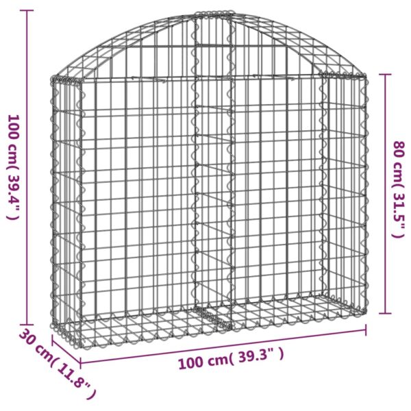 Gabion bågformad 100x30x80/100 cm galvaniserat järn - Bild 5