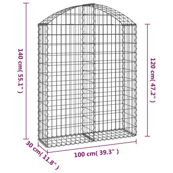 Gabion bågformad 100x30x120/140 cm galvaniserat järn - Bild 5