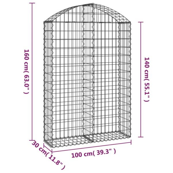 Gabion bågformad 100x30x140/160 cm galvaniserat järn - Bild 5