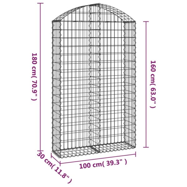 Gabion bågformad 100x30x160/180 cm galvaniserat järn - Bild 5