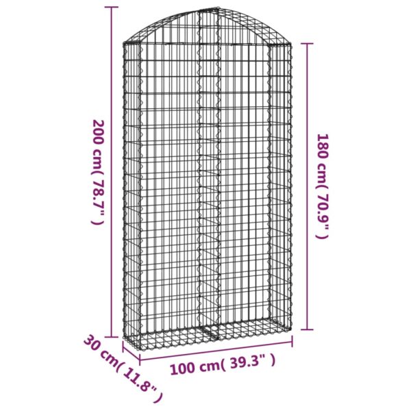 Gabion bågformad 100x30x180/200 cm galvaniserat järn - Bild 5