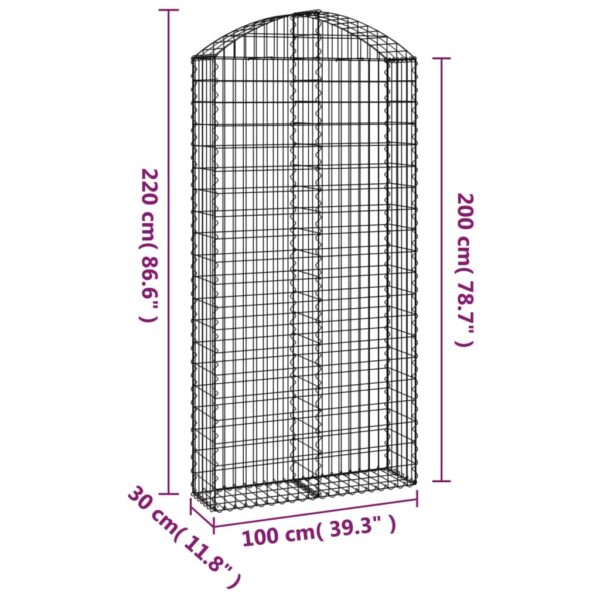 Gabion bågformad 100x30x200/220 cm galvaniserat järn - Bild 5