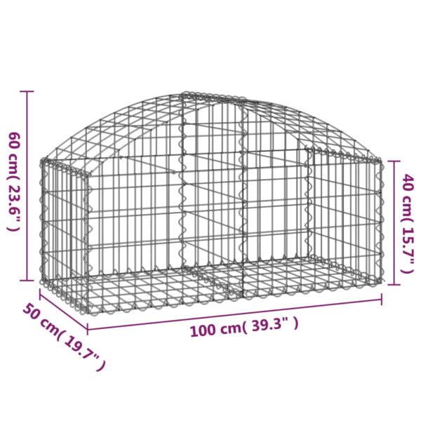 Gabion bågformad 100x50x40/60 cm galvaniserat järn - Bild 5