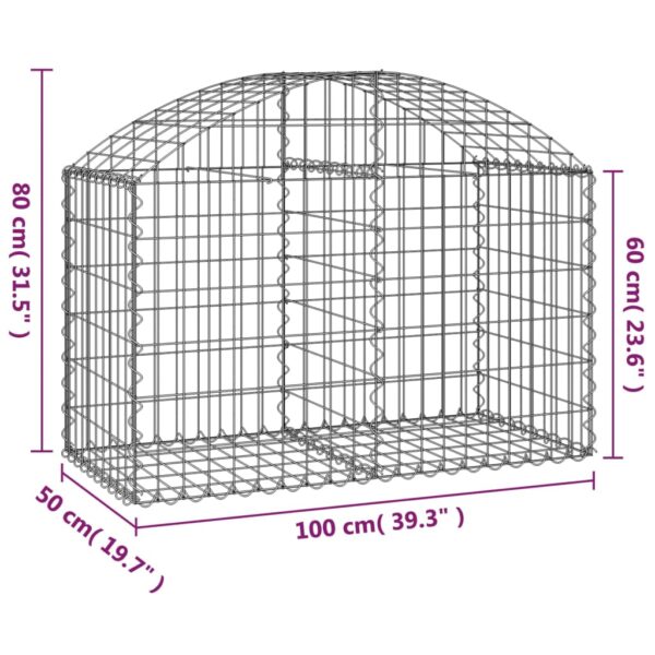 Gabion bågformad 100x50x60/80 cm galvaniserat järn - Bild 5