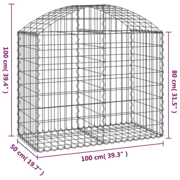 Gabion bågformad 100x50x80/100 cm galvaniserat järn - Bild 5