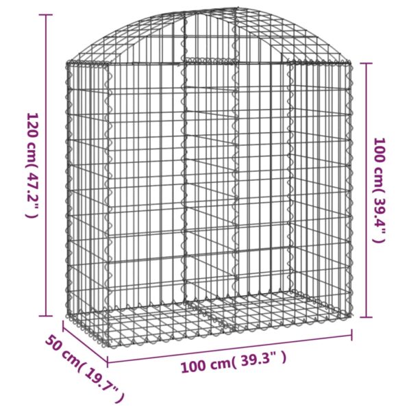 Gabion bågformad 100x50x100/120 cm galvaniserat järn - Bild 5