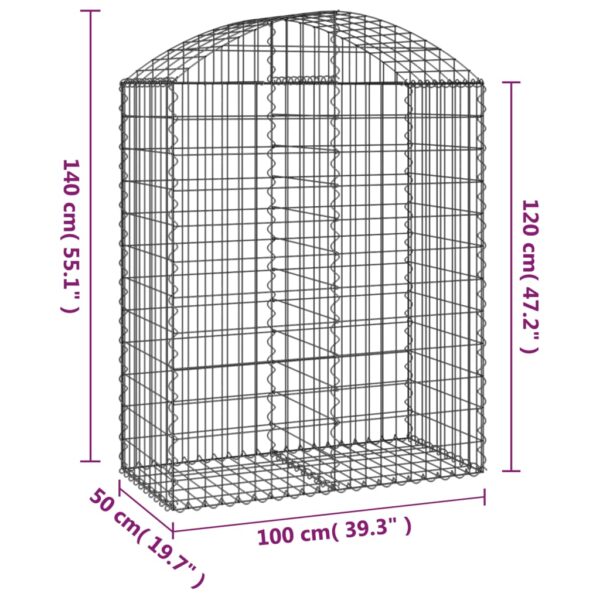 Gabion bågformad 100x50x120/140 cm galvaniserat järn - Bild 5