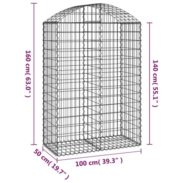 Gabion bågformad 100x50x140/160 cm galvaniserat järn - Bild 5