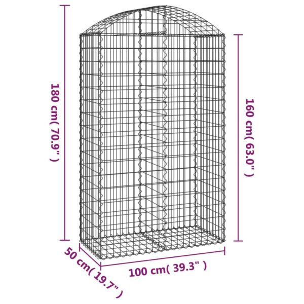 Gabion bågformad 100x50x160/180 cm galvaniserat järn - Bild 5