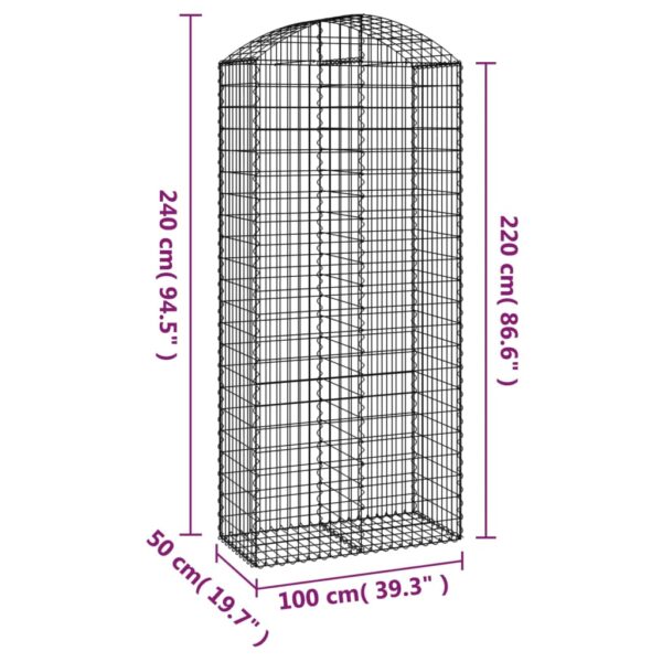 Gabion bågformad 100x50x220/240 cm galvaniserat järn - Bild 5