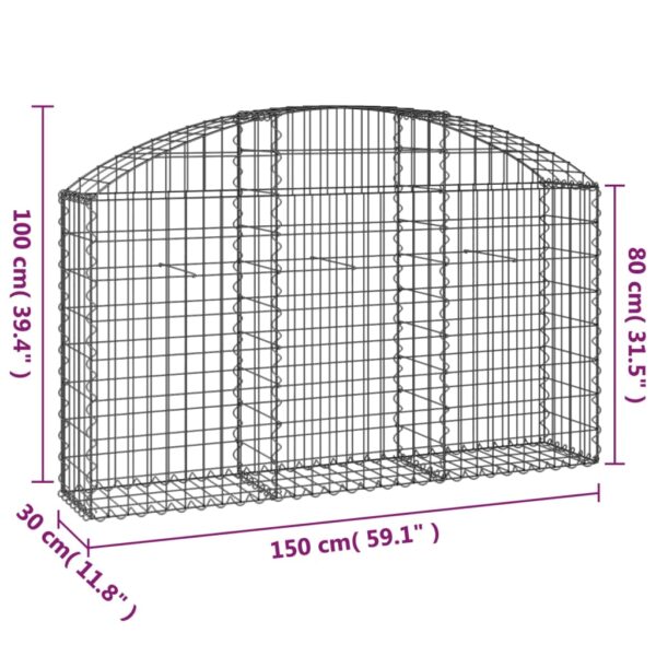 Gabion bågformad 150x30x80/100 cm galvaniserat järn - Bild 5