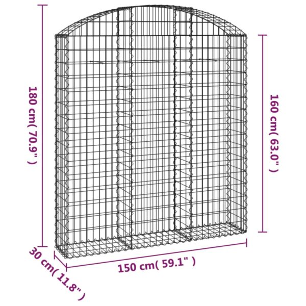 Gabion bågformad 150x30x160/180 cm galvaniserat järn - Bild 5